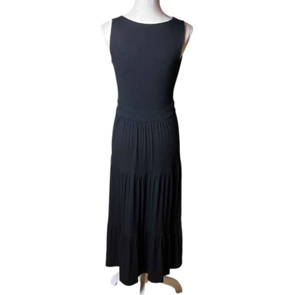 Boden Black Nicole Jersey V-Neck Tiered Midi Dress Size 4R - Picture 4 of 10